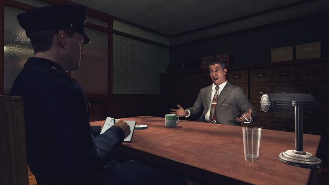 Cole Phelps interviewing a suspect.